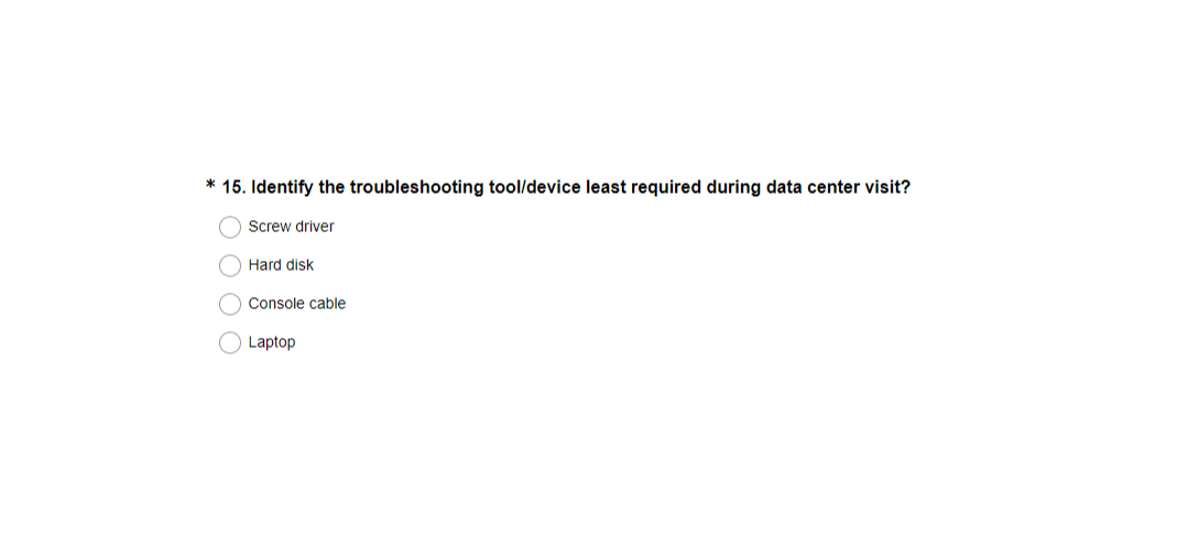 identify the troubleshooting tool/device least required during data center visit?